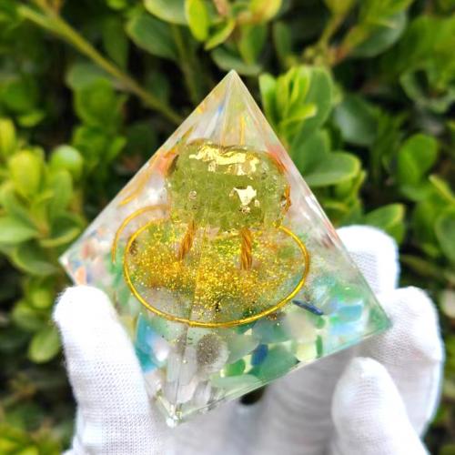 Resin Pyramid Decoration with Gemstone Pyramidal Sold By PC