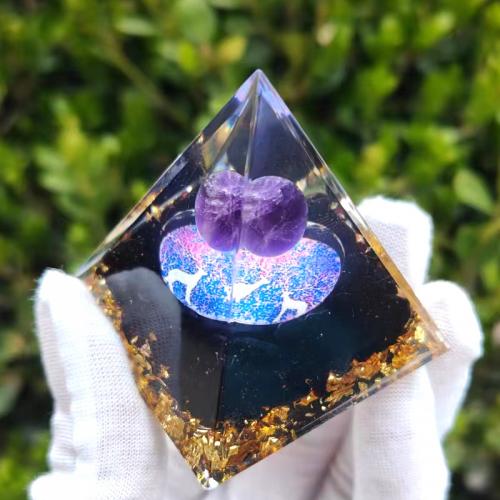 Resin Pyramid Decoration with Gemstone Pyramidal epoxy gel Sold By PC