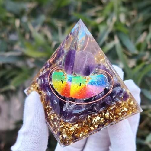 Resin Pyramid Decoration with Gemstone Pyramidal epoxy gel Sold By PC