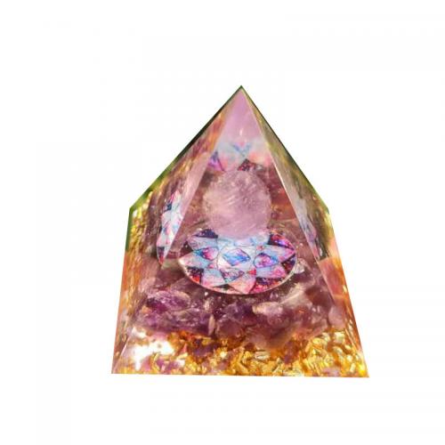 Resin Pyramid Decoration with Amethyst Pyramidal epoxy gel Sold By PC