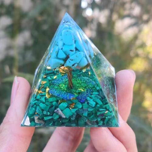 Resin Pyramid Decoration with Gemstone Pyramidal epoxy gel Sold By PC