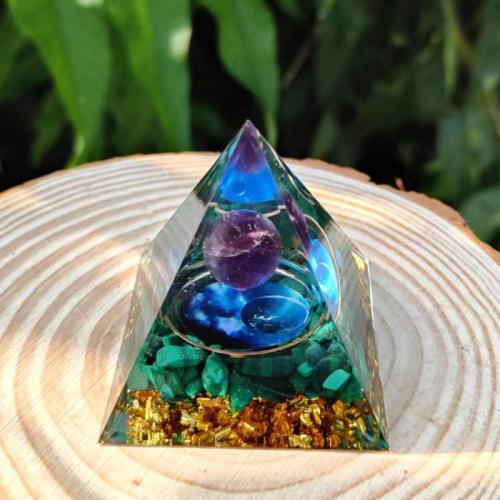 Resin Pyramid Decoration with Gemstone Pyramidal epoxy gel Sold By PC