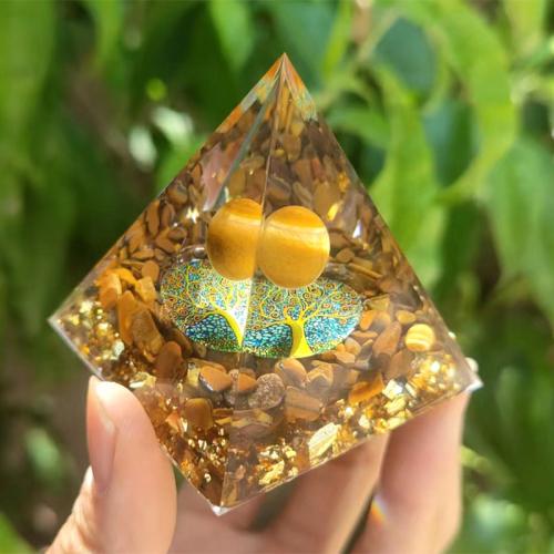 Resin Pyramid Decoration with Gemstone Pyramidal epoxy gel Sold By PC