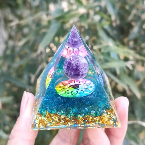 Resin Pyramid Decoration with Gemstone Pyramidal epoxy gel Sold By PC