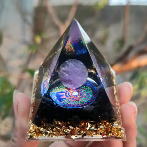 Resin Pyramid Decoration with Gemstone Pyramidal epoxy gel Sold By PC