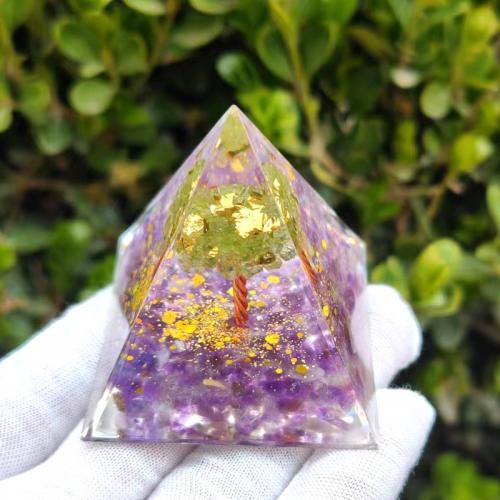 Resin Pyramid Decoration with Gemstone Pyramidal epoxy gel Sold By PC