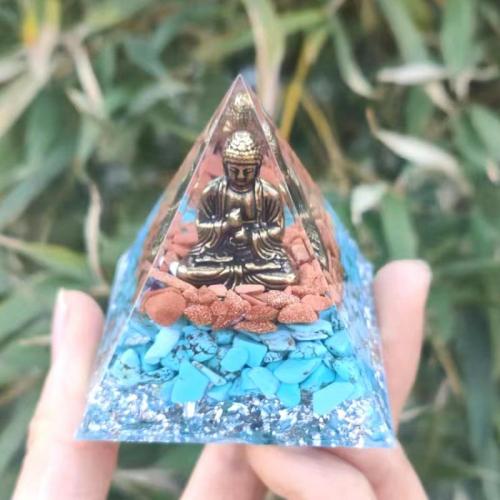 Resin Pyramid Decoration with Gemstone Pyramidal epoxy gel Sold By PC