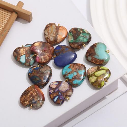 Imperial Jasper Pendler, Impression Jasper, Heart, poleret, du kan DIY, flere farver til valg, 20mm, Solgt af PC