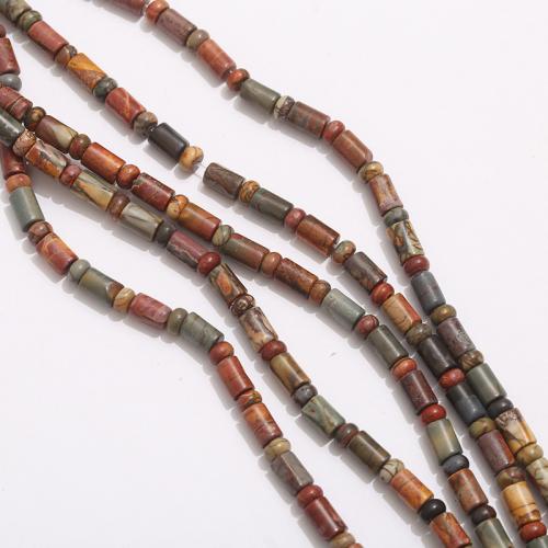 Edelsteen Sieraden Kralen, Jasper Picasso, Kolom, gepolijst, DIY, gemengde kleuren, 6x9mm, Per verkocht Ca 38 cm Strand