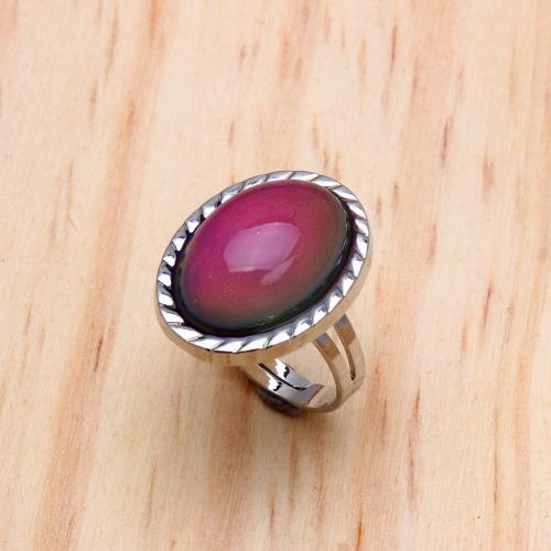 Emaille Mood Finger Ring, Zinc Alloy, met Acryl, mode sieraden & voor vrouw & mood emaille, nikkel, lood en cadmium vrij, 16.20x21mm, Verkocht door PC