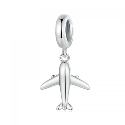 Pendentif en argent Sterling 925, avion, DIY, protéger l'environnement, sans nickel, plomb et cadmium, 21x11mm, Vendu par PC