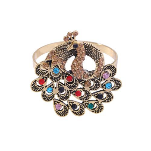 Zinc Alloy Servet Ring, Pauw, plated, met strass, meer kleuren voor de keuze, 41x14mm, Verkocht door PC