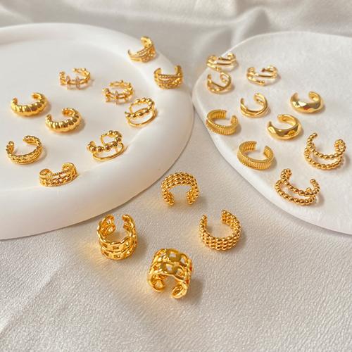 laiton Clip boucle d’oreille, Plaqué or 18K, bijoux de mode & styles différents pour le choix & pour femme, protéger l'environnement, sans nickel, plomb et cadmium, Vendu par paire