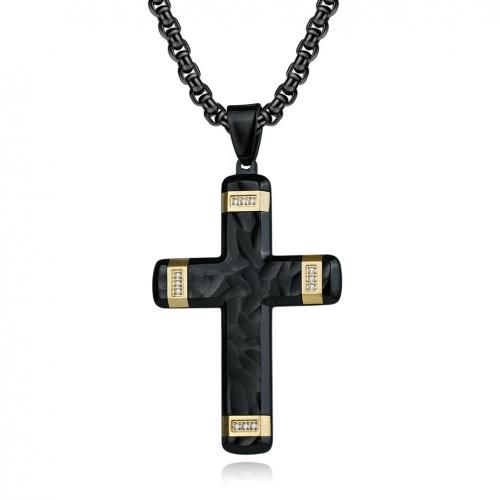 Stainless Steel Cross Pendants 304 Stainless Steel with Rhinestone DIY & with rhinestone nickel lead & cadmium free Sold By PC