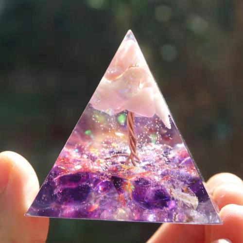 Resin Pyramid Decoration with Gemstone Pyramidal epoxy gel  Sold By PC