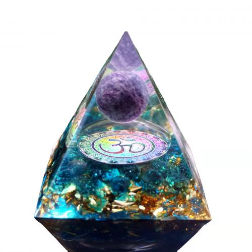 Resin Pyramid Decoration with Gemstone Pyramidal epoxy gel Sold By PC