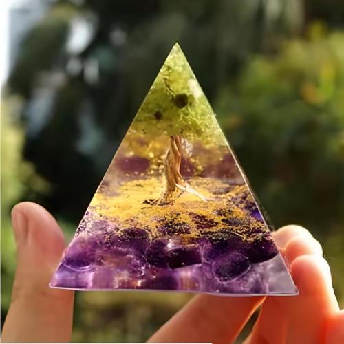 Resin Pyramid Decoration with Gemstone Pyramidal epoxy gel Sold By PC