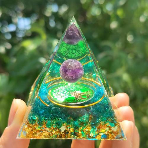 Resin Pyramid Decoration with Gemstone Pyramidal epoxy gel  Sold By PC