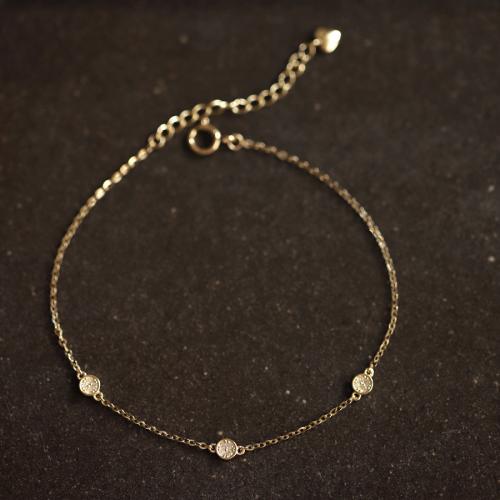 Argento Bracciali, 925 sterline d'argento, with 3cm extender chain, Placcato in oro 14K, gioielli di moda & Micro spianare cubic zirconia & per la donna, assenza di nichel,piombo&cadmio, Lunghezza Appross. 15 cm, Venduto da PC