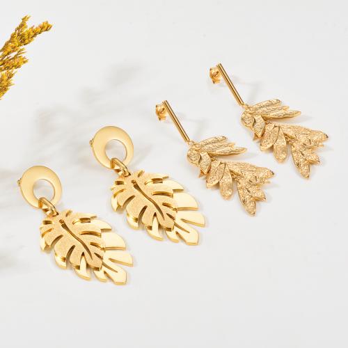 Stainless Steel Drop Earring 304 Stainless Steel fashion jewelry & for woman golden Sold By Pair