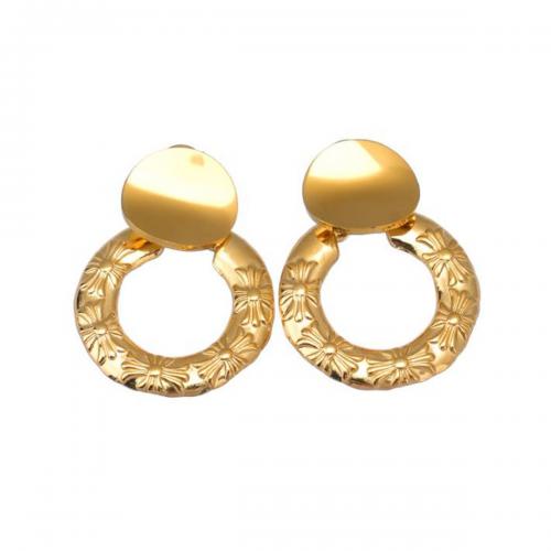 Stainless Steel Stud Earrings 304 Stainless Steel fashion jewelry & for woman golden Sold By Pair