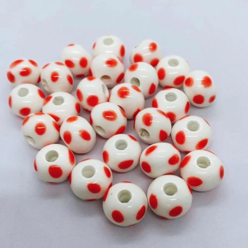 Abalorios de Porcelana, fútbol, Bricolaje, más colores para la opción, 12x9mm, agujero:aproximado 3.5mm, aproximado 100PCs/Bolsa, Vendido por Bolsa