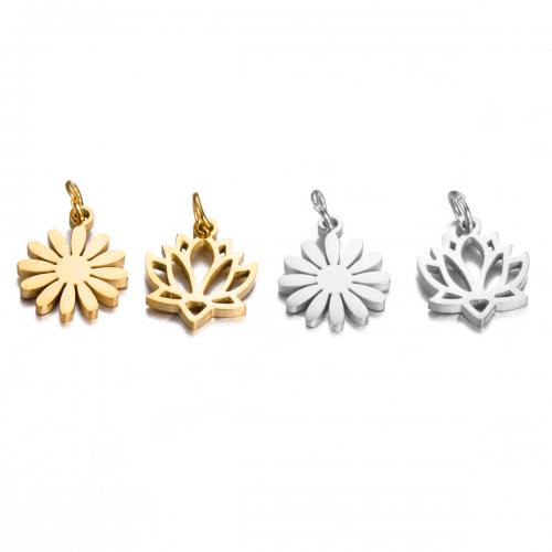 Stainless Steel Flower Pendant 304 Stainless Steel plated DIY Sold By Bag