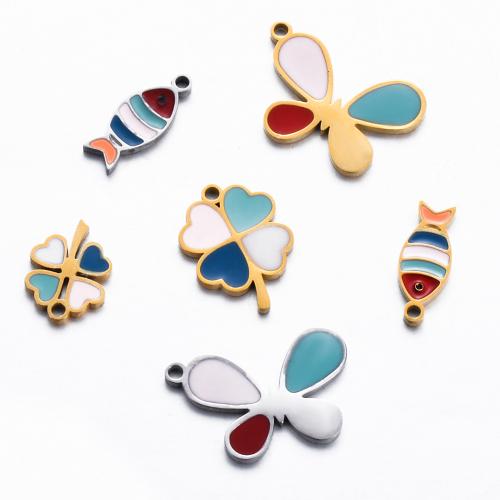 Stainless Steel Pendants 304 Stainless Steel gold color plated DIY & enamel Sold By Bag