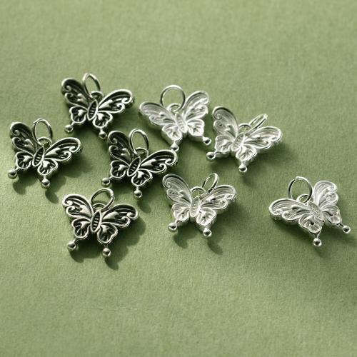 925 Sterling Sølv vedhæng, Butterfly, du kan DIY, flere farver til valg, 14.50x13x2.50mm, Solgt af PC