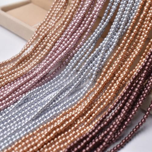 Glas perle perler, Glass Pearl, Runde, du kan DIY, flere farver til valg, 3mm, Ca. 130pc'er/Strand, Solgt af Strand