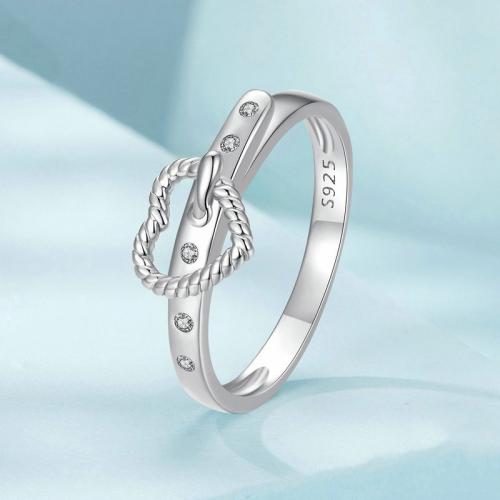 Zircon cubique Micro Pave Sterling Silver Rings, Argent sterling 925, coeur, bijoux de mode & normes différentes pour le choix & pavé de micro zircon & pour femme, protéger l'environnement, sans nickel, plomb et cadmium, Vendu par PC