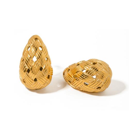 Stainless Steel Stud Earrings 304 Stainless Steel 18K gold plated fashion jewelry & for woman golden Sold By Pair