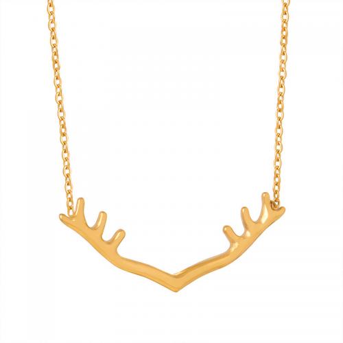 Collier d'acier titane, avec 5cm chaînes de rallonge, Bois, Plaqué or 18K, bijoux de mode & pour femme, doré, 40mm, Longueur Environ 40 cm, Vendu par PC