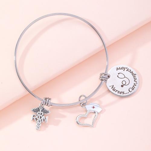 Cink Alloy Bangle Nakit, Srce, srebrne boje pozlaćen, za žene & emajl, Prodano By PC