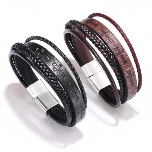 PU leder koord armbanden, Zinc Alloy, met PU, 12 Tekens van de Dierenriem, plated, drie lagen & verschillende ontwerpen voor de keuze & voor de mens, meer kleuren voor de keuze, nikkel, lood en cadmium vrij, Verkocht door PC