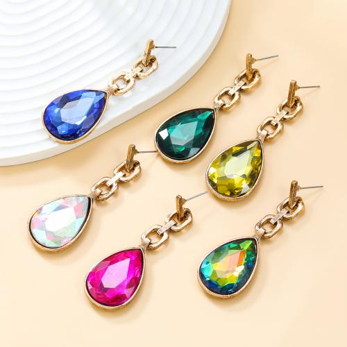 Zinc Alloy Stud Earring Teardrop fashion jewelry & for woman & with rhinestone nickel lead & cadmium free Sold By Pair