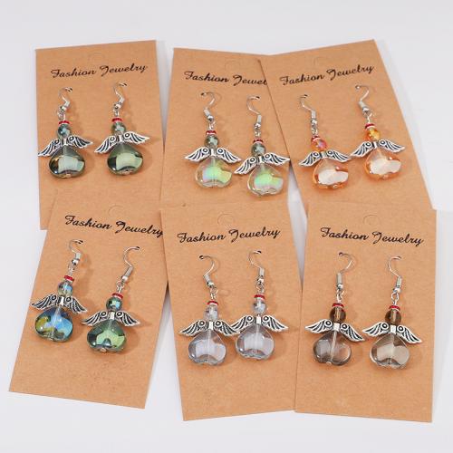 Pendientes de Gota en Latón, metal, con Cristal, chapado, Joyería & para mujer, más colores para la opción, libre de níquel, plomo & cadmio, 50x25mm, Vendido por Par