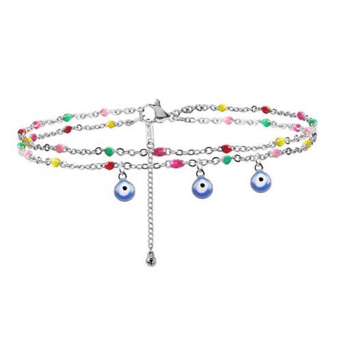 Anklet de acero inoxidable, acero inoxidable 304, con 7CM extender cadena, chapado, para mujer & esmalte, más colores para la opción, longitud aproximado 29 cm, Vendido por UD