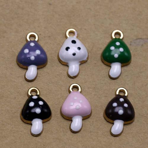 Zinc Alloy Enamel Pendants mushroom gold color plated DIY nickel lead & cadmium free Approx Sold By Bag