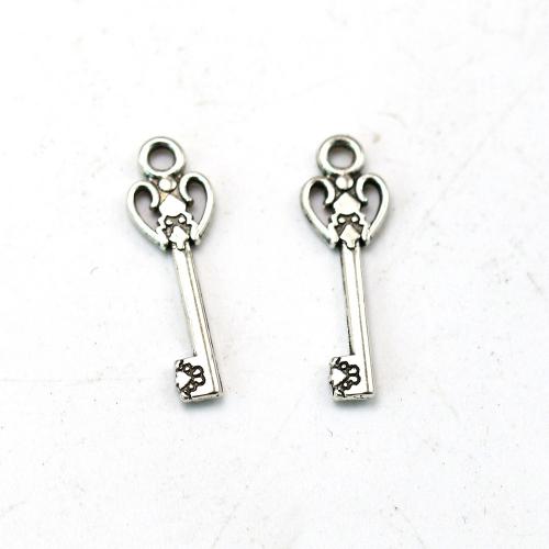 Zinc Alloy Key Pendants antique silver color plated vintage & DIY & hollow nickel lead & cadmium free Approx Sold By Bag