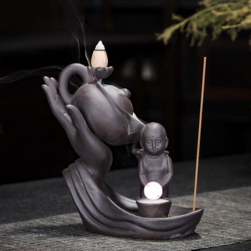 Backflow Incense Burner Purple Clay handmade for home and office & durable & multifunctional Sold By PC