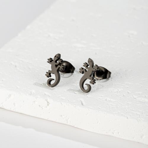 Rostfritt stål Stud Örhängen, 304 rostfritt stål, Gecko, mode smycken & för kvinna, fler färger för val, 8x12mm, Säljs av Par