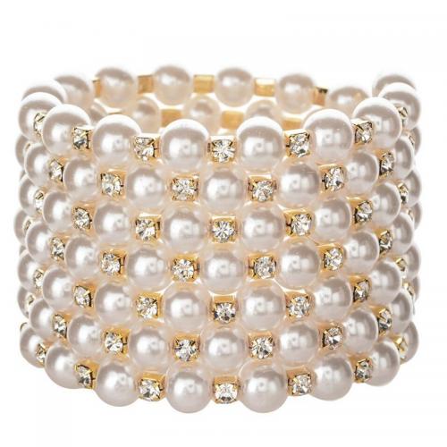 Fashion Armband Sieraden, Plastic Pearl, met Zinc Alloy, plated, mode sieraden & voor vrouw, meer kleuren voor de keuze, Verkocht door PC