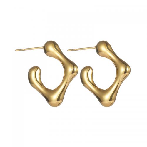 Stainless Steel Stud Earrings 304 Stainless Steel 18K gold plated fashion jewelry & for woman nickel lead & cadmium free Sold By Pair