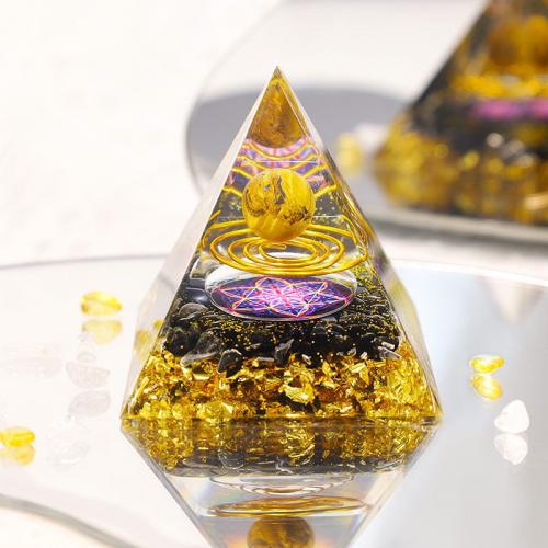 Resin Pyramid Decoration with Gemstone Pyramidal epoxy gel  Sold By PC