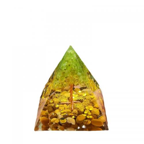 Resin Pyramid Decoration with Gemstone Pyramidal epoxy gel  Sold By PC