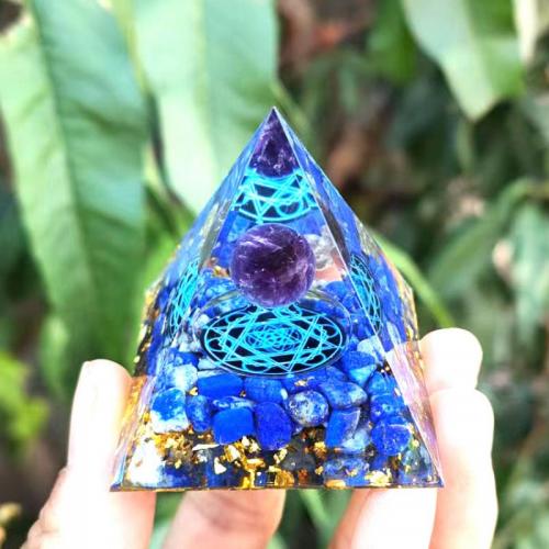 Resin Pyramid Decoration with Gemstone Pyramidal epoxy gel  Sold By PC