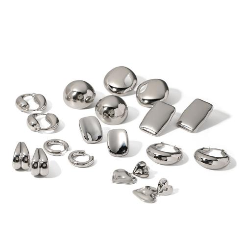 Stainless Steel Stud Øreringe, 304 rustfrit stål, mode smykker & forskellige stilarter for valg & for kvinde, oprindelige farve, 17mm, Solgt af par