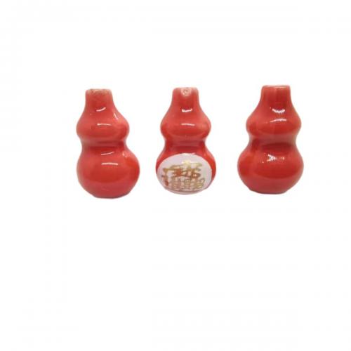 Abalorios de Porcelana, Calabaza, Bricolaje, Rojo, 15x9.50mm, agujero:aproximado 1.7mm, aproximado 100PCs/Bolsa, Vendido por Bolsa