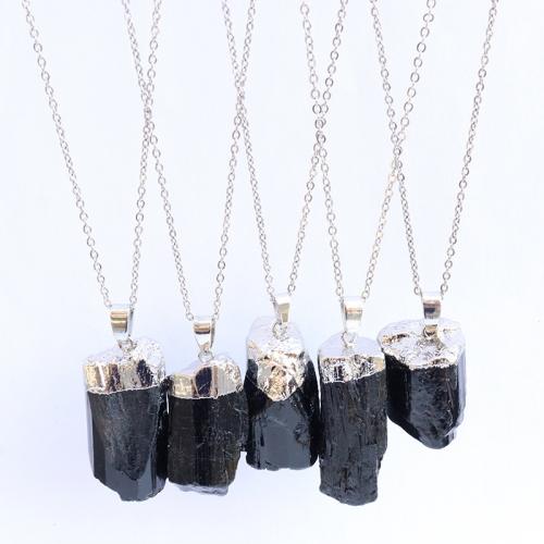 Gemstone Pendants Jewelry Schorl with Brass Nuggets plated DIY nickel lead & cadmium free 10-15 thick about 25 long. Sold By PC